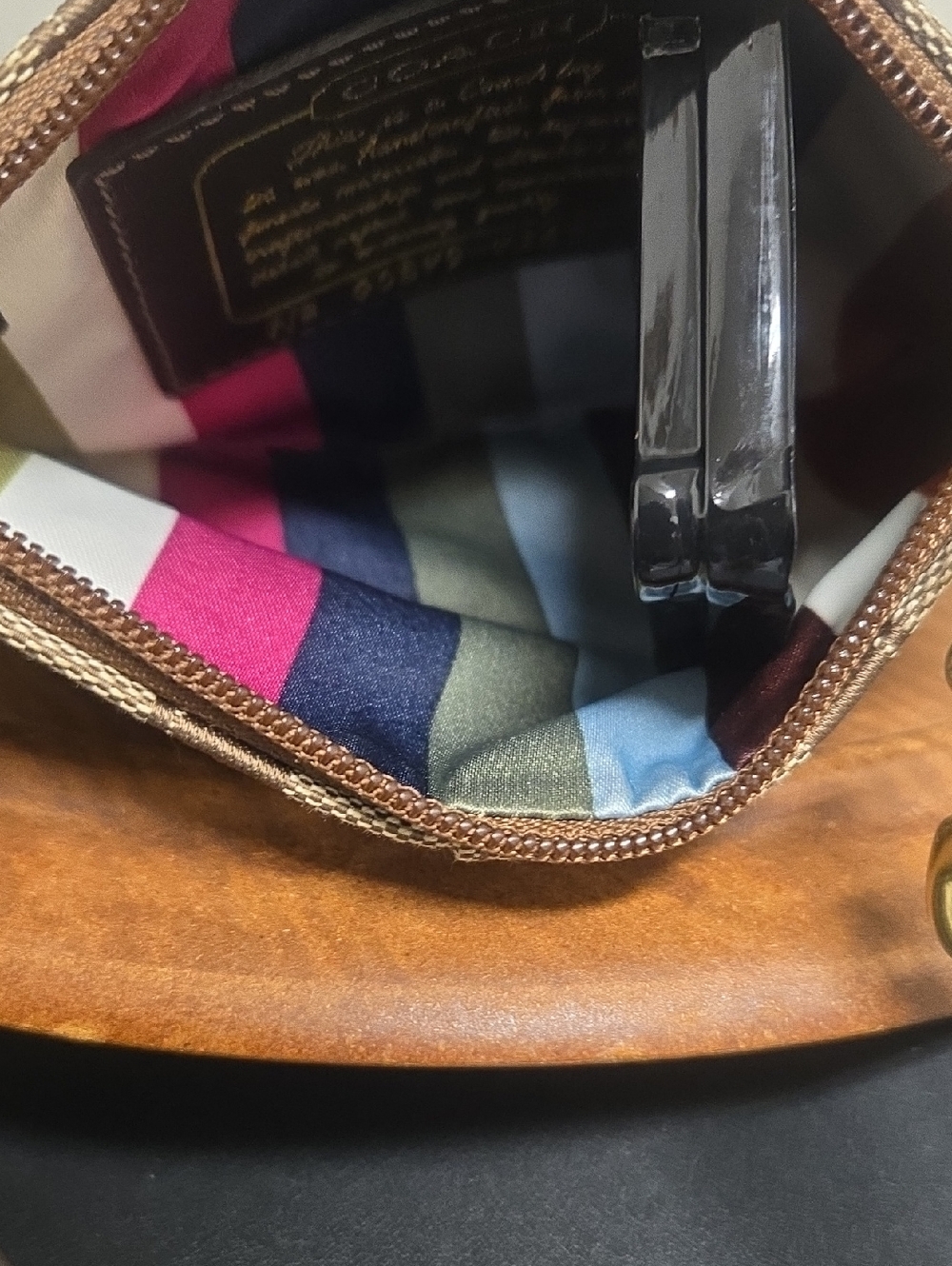 Coach Signature Canvas Wristlet in Brown/Tan - Picture 5 of 7